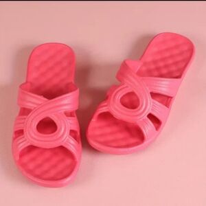 EVA Pool Slides Soft Flexible Beach Gym Shower Poolside Sandals, Rose Red